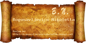 Bogosavljevics Nikoletta névjegykártya